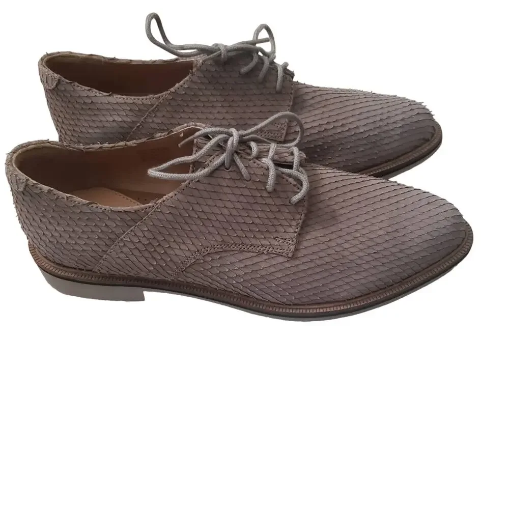 Anthropologie Seychelles taupe leather derby shoes size 10